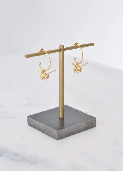 Flying Bee Hoop Earrings