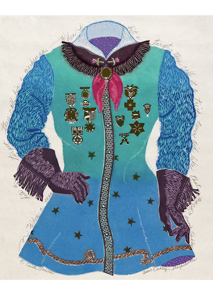 "Annie Oakley, Sharpshooter" Reduction Woodcut Print, Edition of 9, Unframed