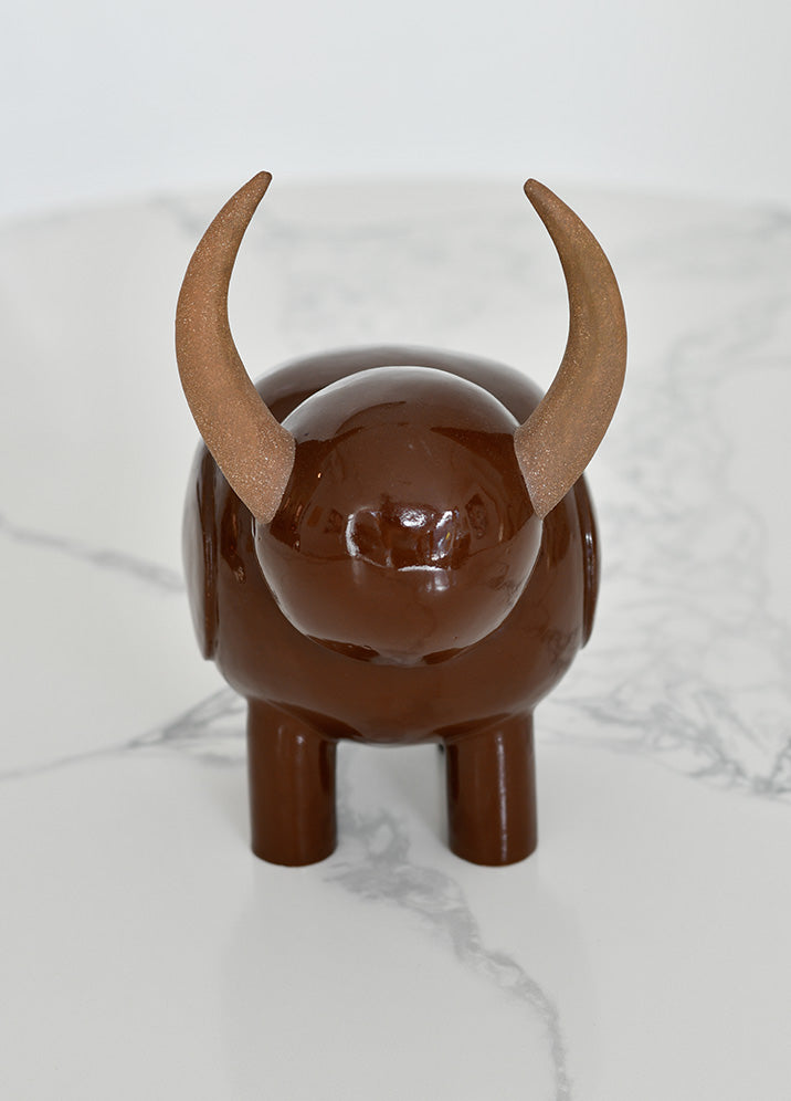 Ceramic Bully: Redwood Longhorn Bully