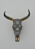 Huichol Beaded Skull:  Beaded Skull - Black & White with Smile