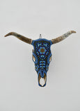 Huichol Beaded Skull:  Beaded Skull - Blue & Green