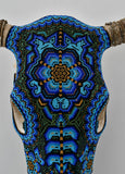 Huichol Beaded Skull:  Beaded Skull - Blue & Green
