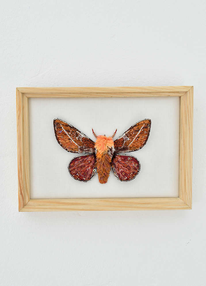 Small Silk Moth Beaded Art