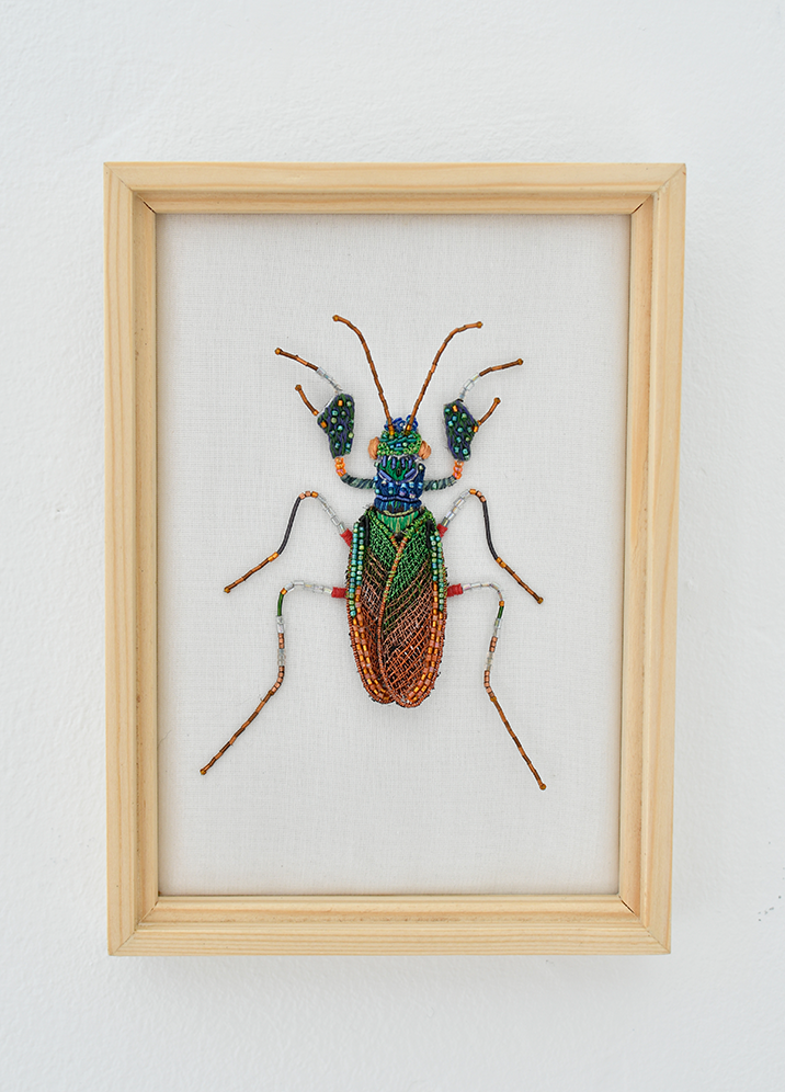 Bark Mantis (nymph) Beaded Art