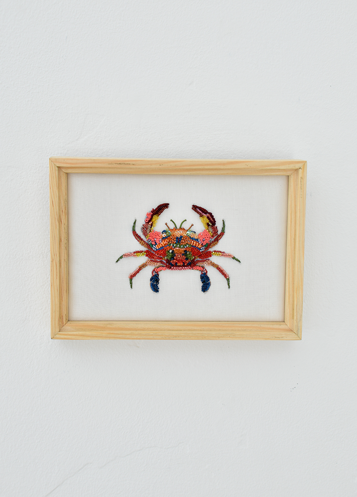 Spiny Hands Crab Beaded Art