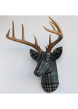 Fabric Deer Head - Hunt Club Plaid
