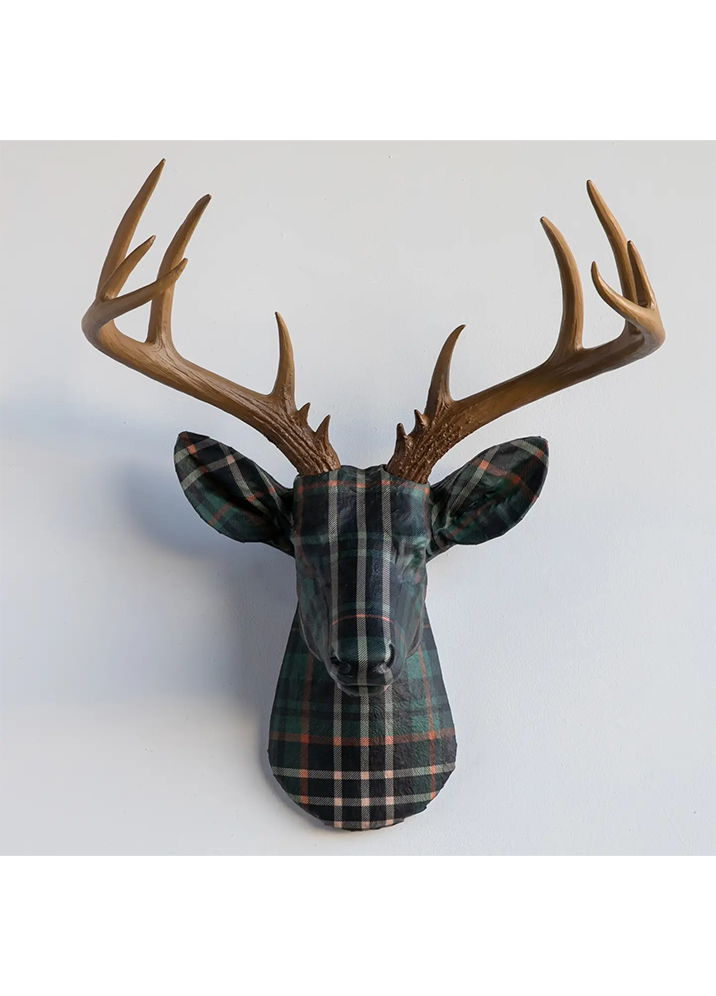 Fabric Deer Head - Hunt Club Plaid