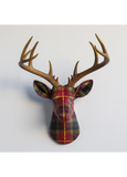 Fabric Deer Head - Red & Gold Plaid