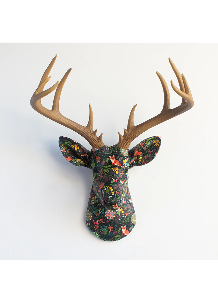 Fabric Deer Head - Woodland Foxes