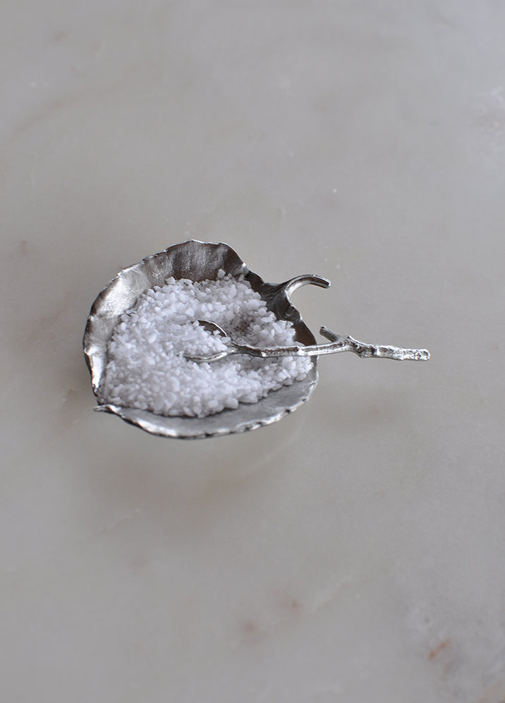 Aspen Leaf Salt Dish with Spoon