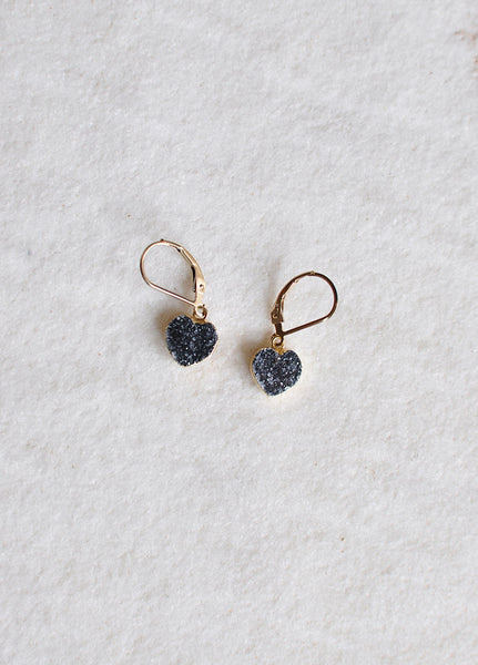 Druzy Heart Earrings