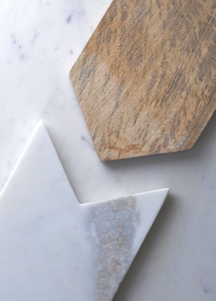 Marble & Wood Two Piece Cutting Board