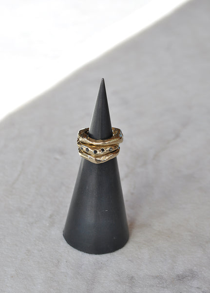 Black Diamond Stacking Rings in Bronze