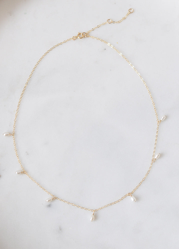 Petite Freshwater Pearl Droplets Necklace