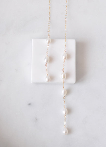 Pearl Tendril Tie Necklace