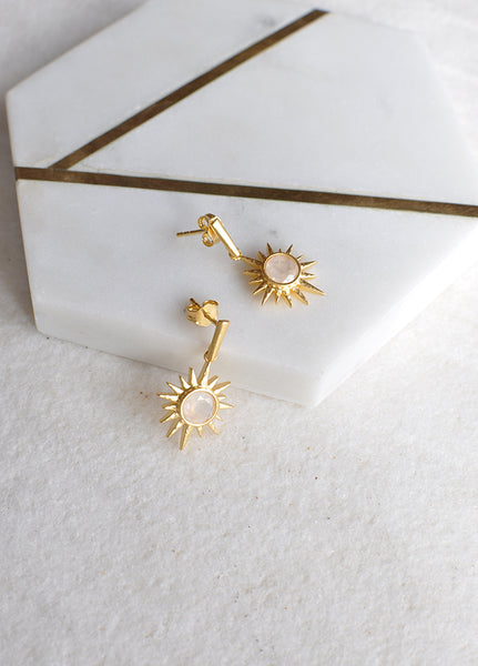 North Star Moonstone Starburst Earrings